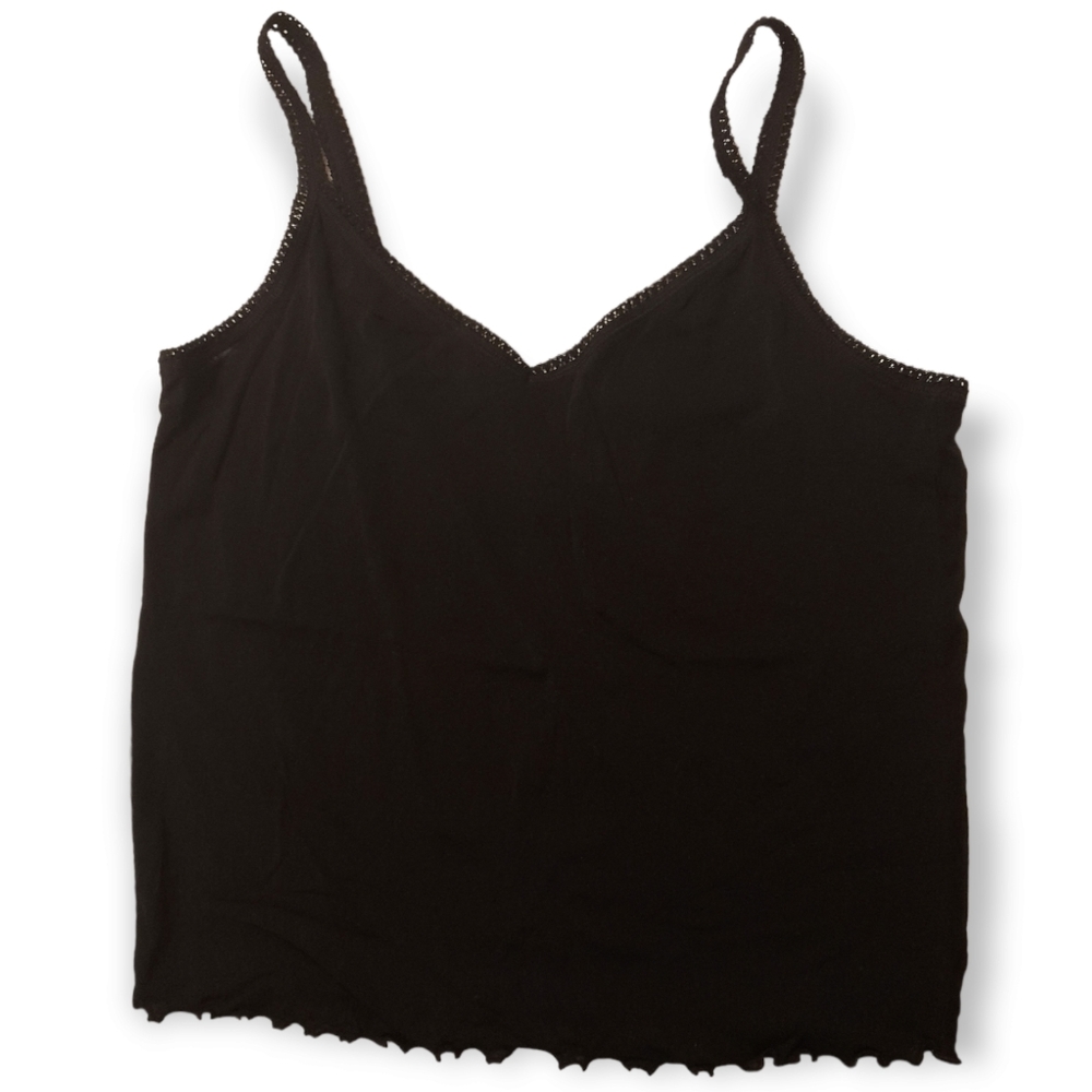 JK INTIMATES BLACK SEMI SHEER Y2K VNECK MINIMALIST INTIMATE  CASUAL CAMI TANK XL